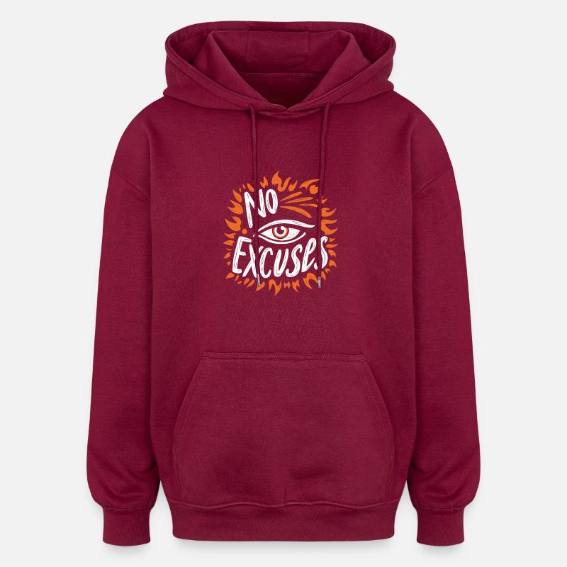 Pas d'excuses - Sweat à capuche oversize unisexe - bordeaux