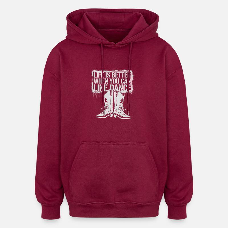 Line dancing brings joy - Oversized Unisex Hoodie - burgundy