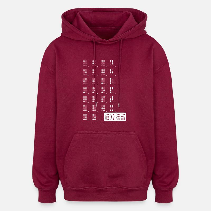 braille wite - Sweat à capuche oversize unisexe - bordeaux
