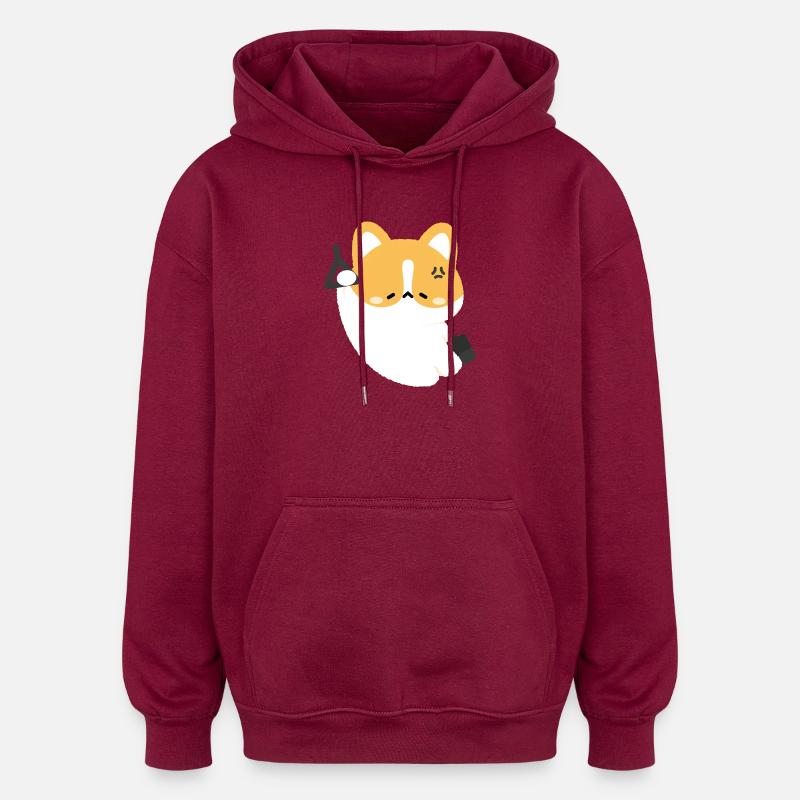 Trajet Corgi fatigué - Sweat à capuche oversize unisexe - bordeaux