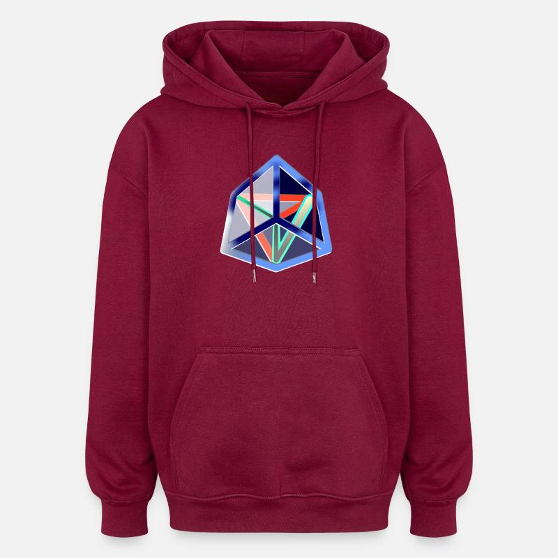 Mouvement géométrique (Icy Cube) - Sweat à capuche oversize unisexe - bordeaux