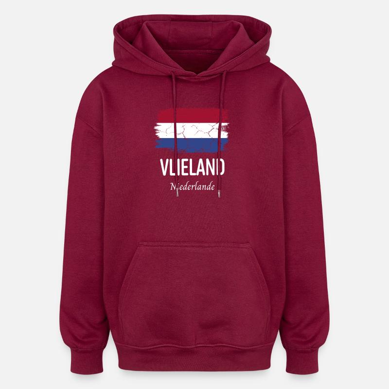 Vlieland - Sweat à capuche oversize unisexe - bordeaux