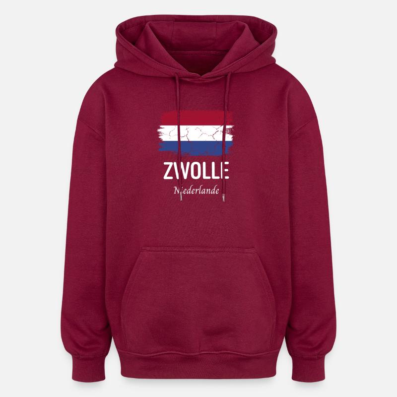 Zwolle - Sweat à capuche oversize unisexe - bordeaux