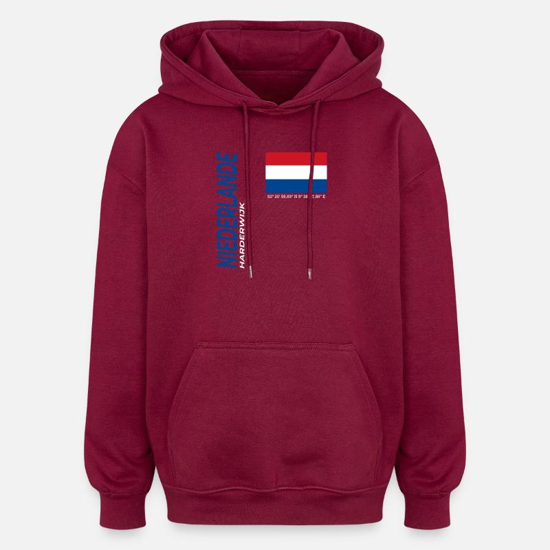 Harderwijk - Sweat à capuche oversize unisexe - bordeaux