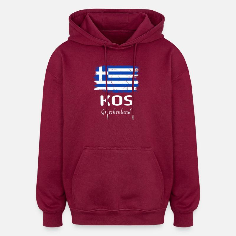 Kos - Sweat à capuche oversize unisexe - bordeaux