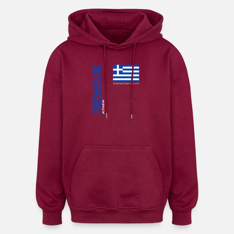 Athènes - Sweat à capuche oversize unisexe - bordeaux