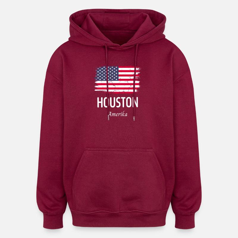 Houston - Sweat à capuche oversize unisexe - bordeaux