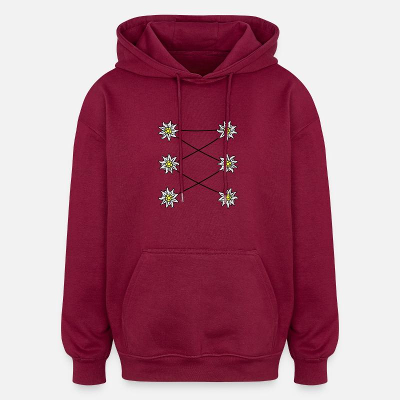 Edelweiss Dirndl - Sweat à capuche oversize unisexe - bordeaux