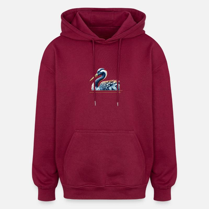 Grue élégante - Sweat à capuche oversize unisexe - bordeaux