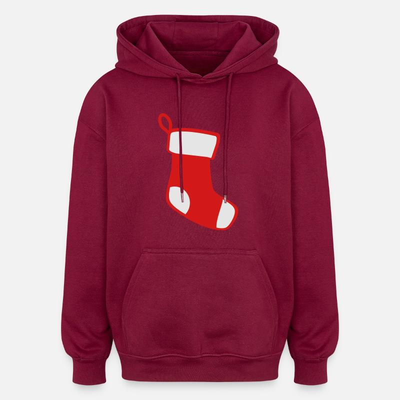 Bas de Noël - Sweat à capuche oversize unisexe - bordeaux