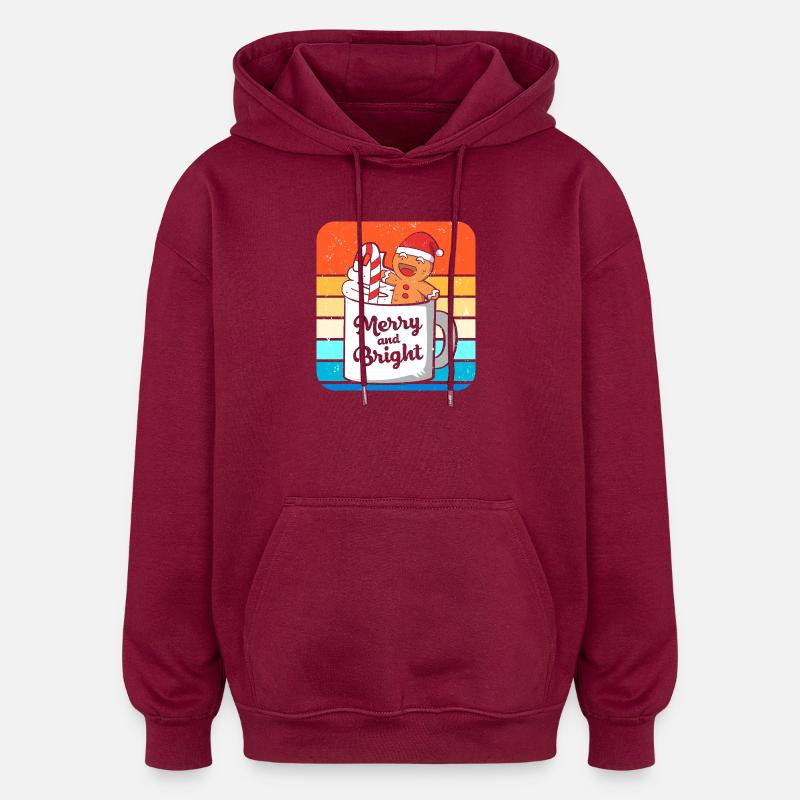 Gingerbread Christmas Gingerbread Man Gingerbread - Oversized Unisex Hoodie - burgundy