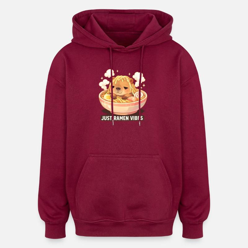 Ramen Capybara - Sweat à capuche oversize unisexe - bordeaux