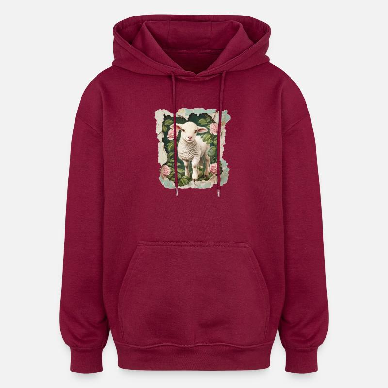 Millésime d’agneau - Sweat à capuche oversize unisexe - bordeaux