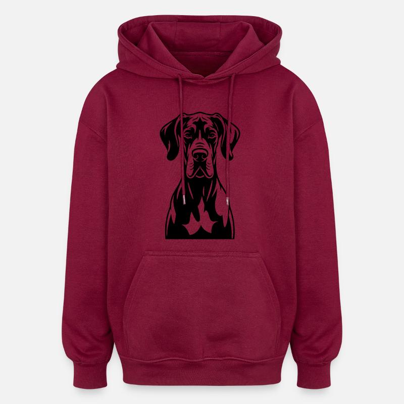 Great Dane Frontal - Oversized Unisex Hoodie - burgundy