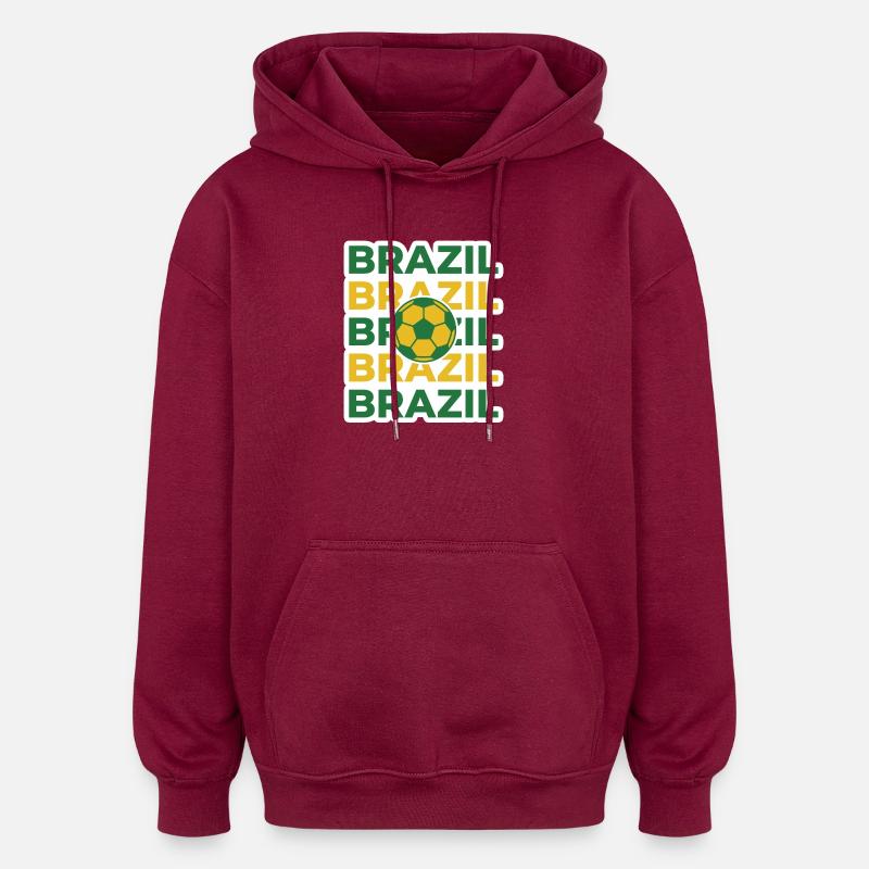 Brésil - Sweat à capuche oversize unisexe - bordeaux