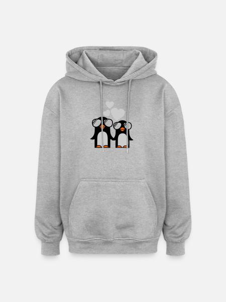 penguins fallen in love - Oversized Unisex Hoodie - burgundy