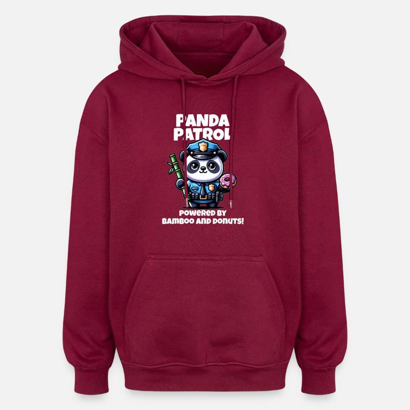 Polizei Panda - Oversized Unisex Hoodie - Burgunderrot