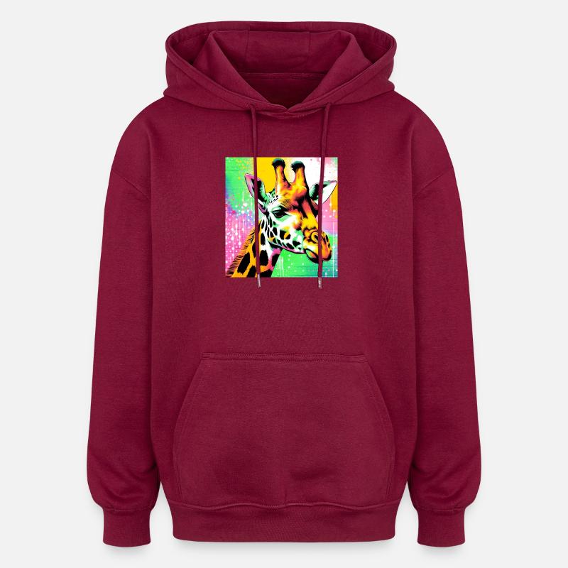 Giraffe - Oversized Unisex Hoodie - Burgunderrot