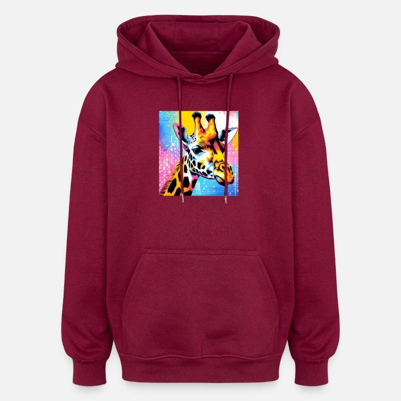 girafe - Sweat à capuche oversize unisexe - bordeaux