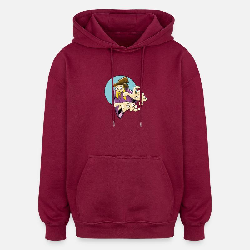 Fordernder Zauberer Illustration - Oversized Unisex Hoodie - Burgunderrot