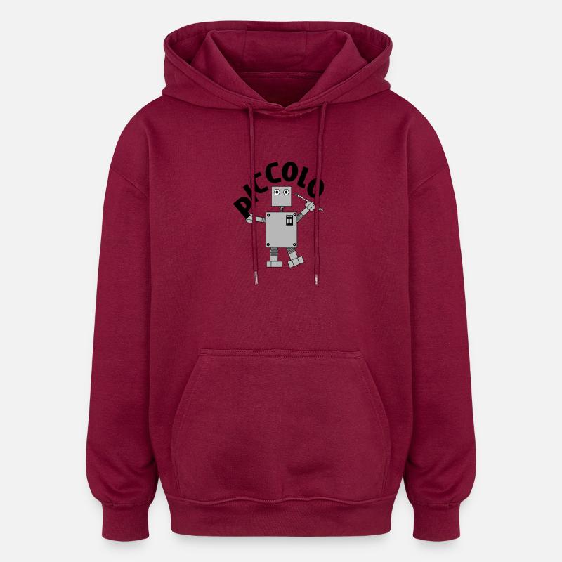 Piccolo Robot Text - Sweat à capuche oversize unisexe - bordeaux