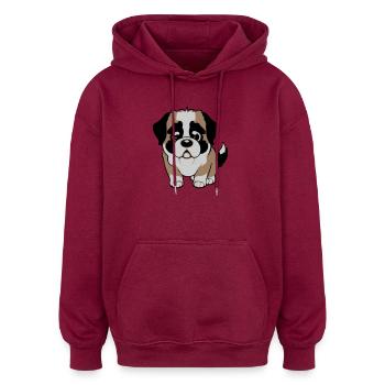 St. Bernard dog - Oversized Unisex Hoodie - burgundy - Front - Noah (186cm)