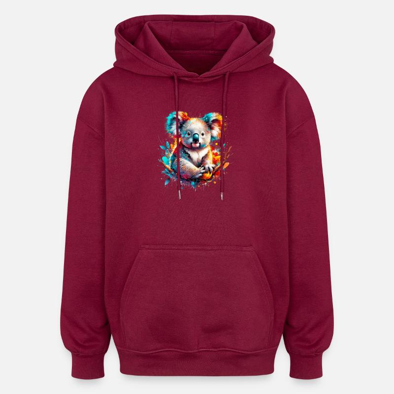 Koala - Oversized Unisex Hoodie - burgundy