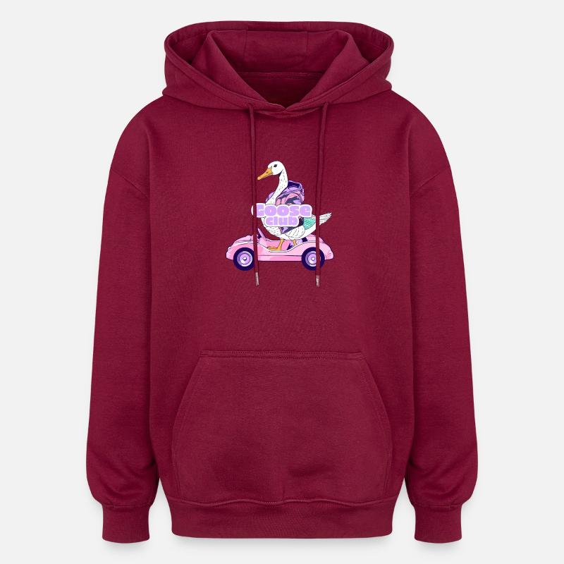 Conception fantaisiste du manège Goose Club - Sweat à capuche oversize unisexe - bordeaux