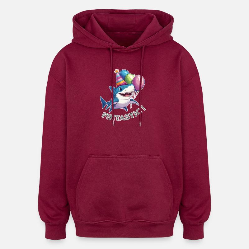 Jaw-some Celebration - Oversized Unisex Hoodie - burgundy
