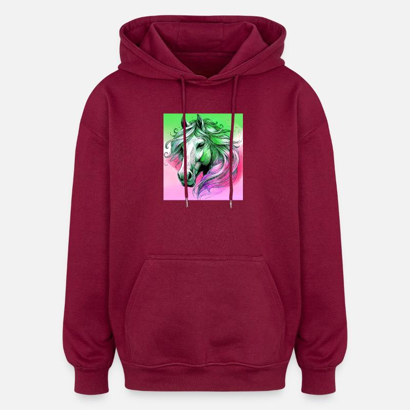 cheval - Sweat à capuche oversize unisexe - bordeaux