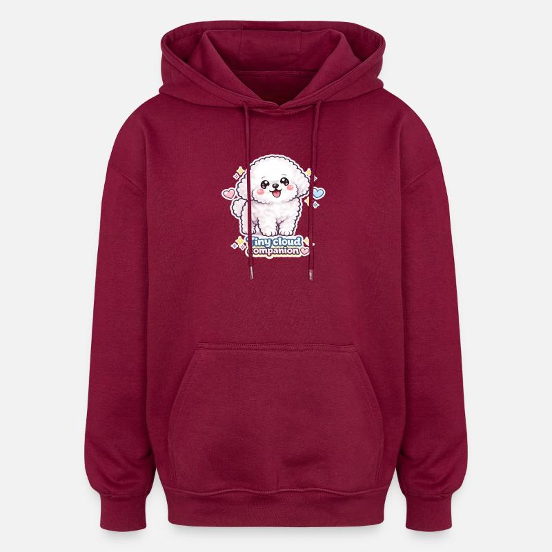 Chien Nuage Câlin – Petit Compagnon Nuage - Sweat à capuche oversize unisexe - bordeaux