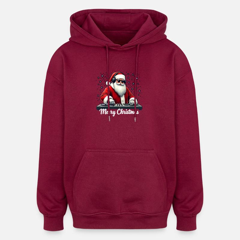 Père Noël DJ Weihnachtsmann - Sweat à capuche oversize unisexe - bordeaux