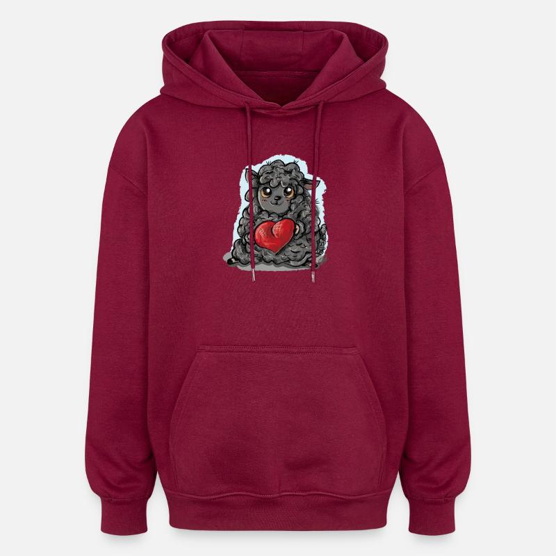 Mouton noir - Sweat à capuche oversize unisexe - bordeaux