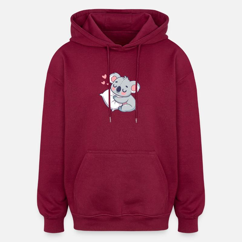 Koala Câlin Coeur Doux - Sweat à capuche oversize unisexe - bordeaux