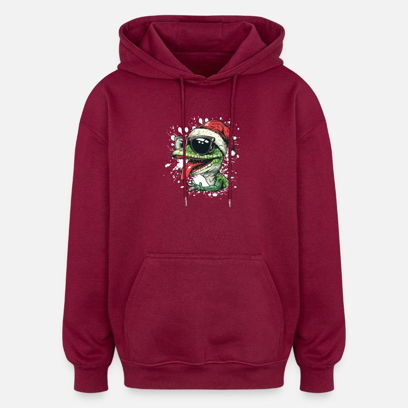 Lézard Noël Drôle Gecko - Sweat à capuche oversize unisexe - bordeaux
