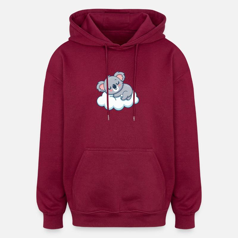 Koala Rêveur sur Nuage - Sweat à capuche oversize unisexe - bordeaux
