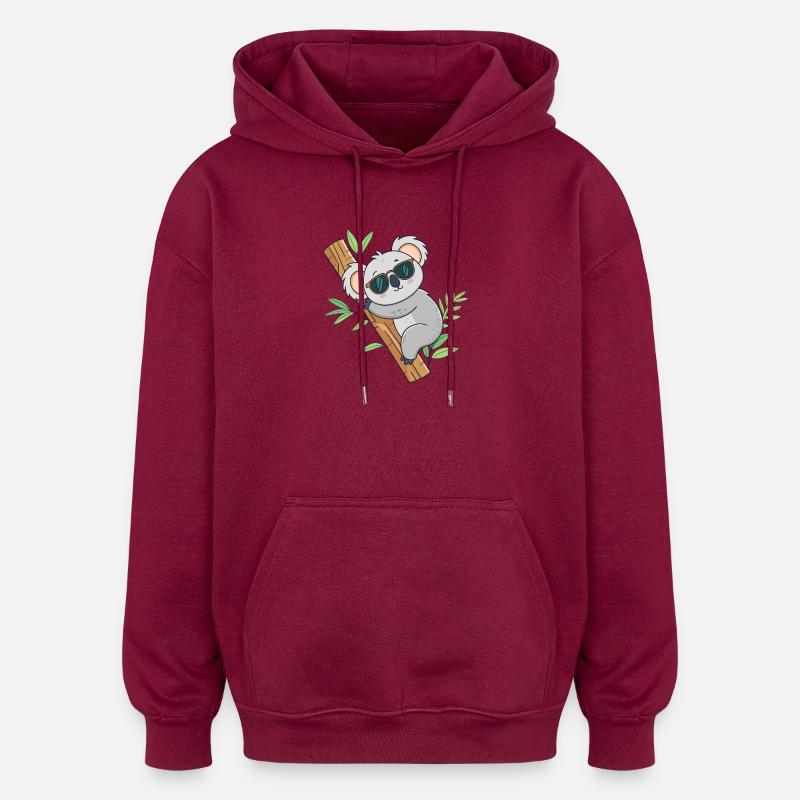 Koala Branche Soleil - Sweat à capuche oversize unisexe - bordeaux