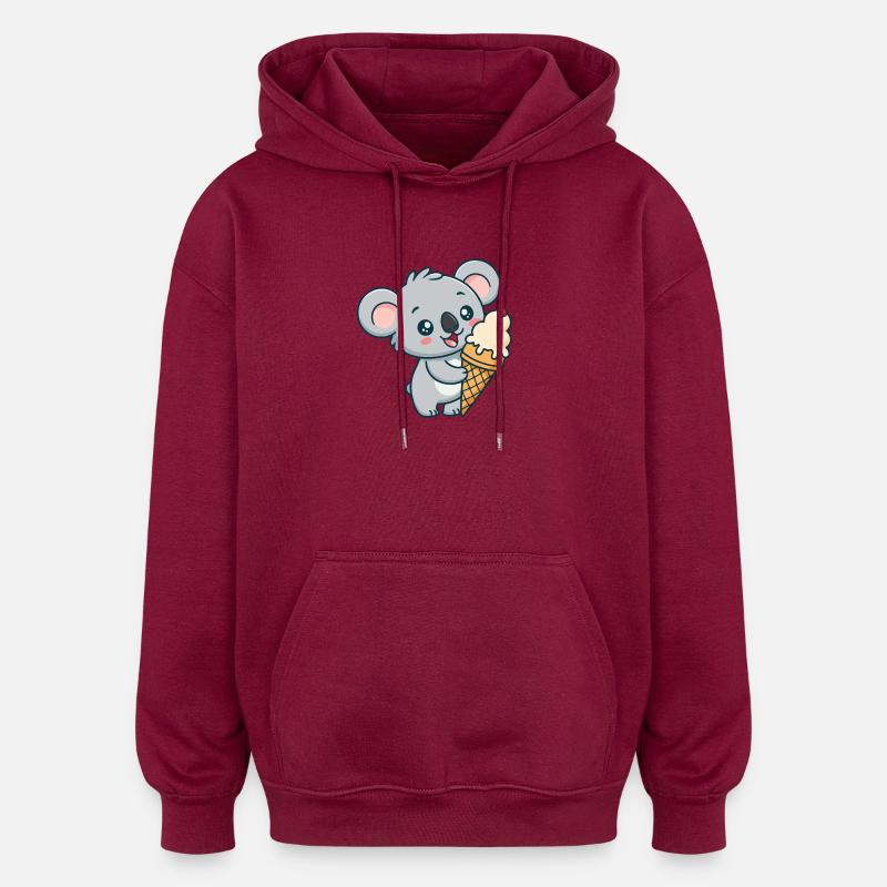 Koala Gourmand Crème Glacée - Sweat à capuche oversize unisexe - bordeaux