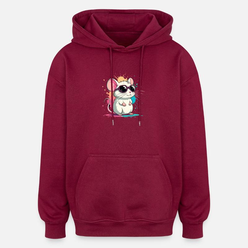 Mouse Chic Neonbrillen - Oversized Unisex Hoodie - Burgunderrot