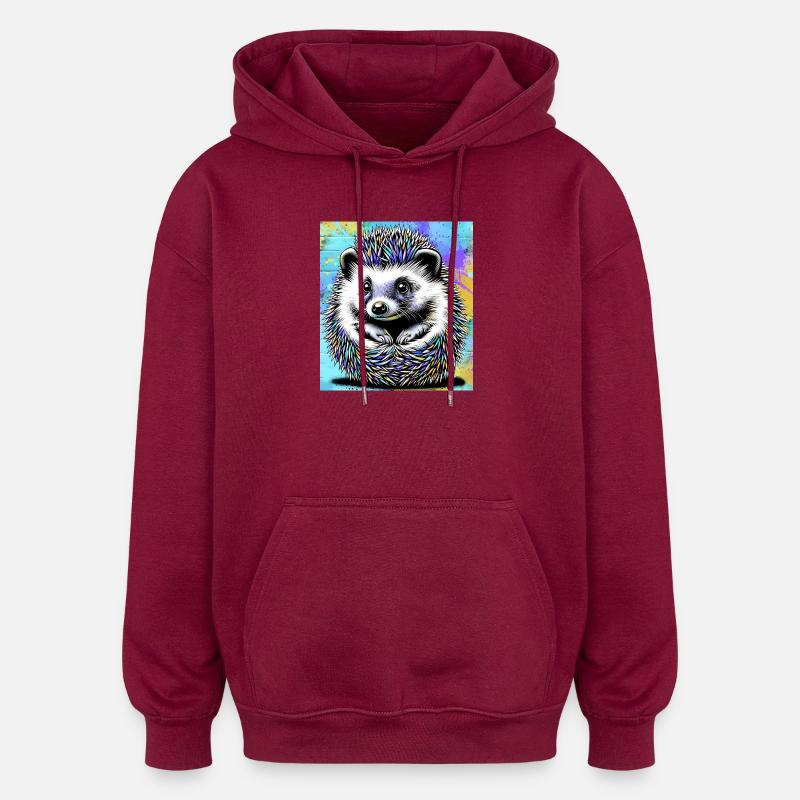 hérisson - Sweat à capuche oversize unisexe - bordeaux