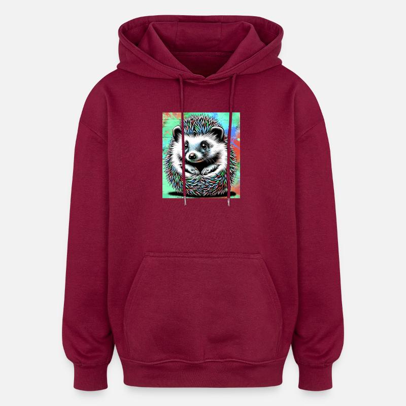 Igel - Oversized Unisex Hoodie - Burgunderrot
