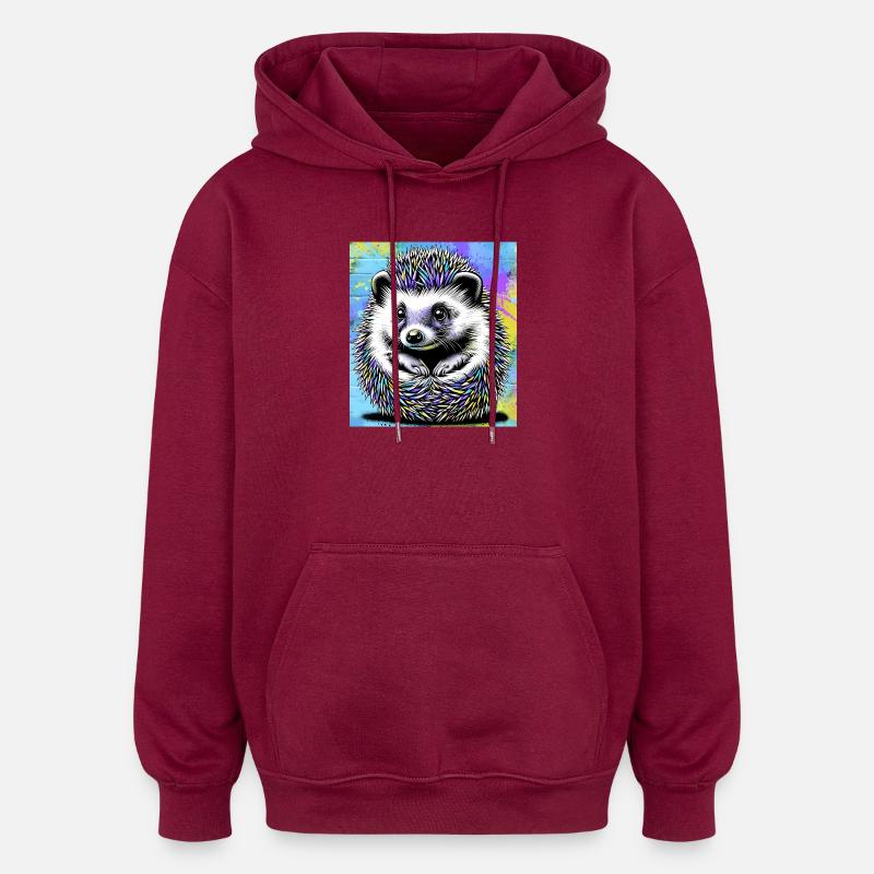 hérisson - Sweat à capuche oversize unisexe - bordeaux