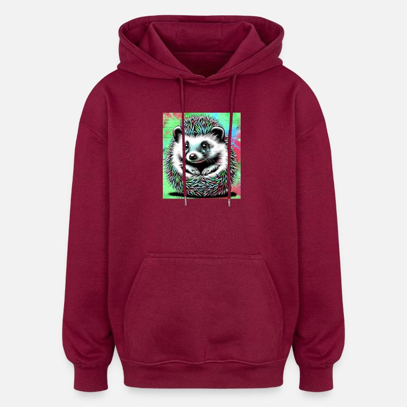 Igel - Oversized Unisex Hoodie - Burgunderrot