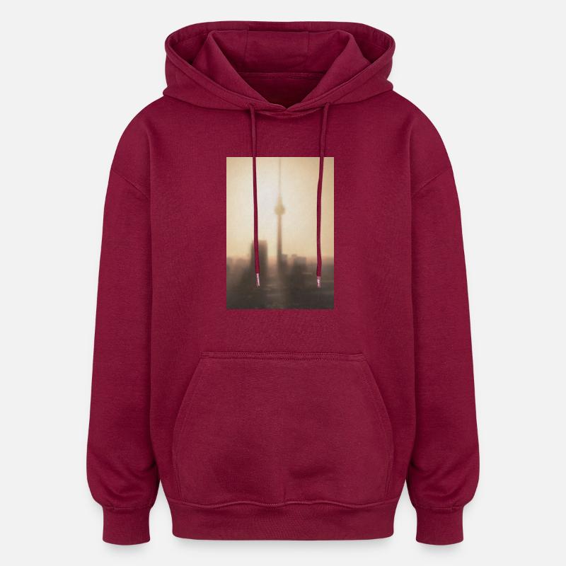 Berlin - Sweat à capuche oversize unisexe - bordeaux
