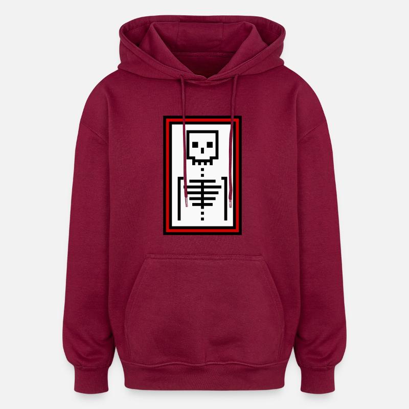 Knochen - Oversized Unisex Hoodie - Burgunderrot