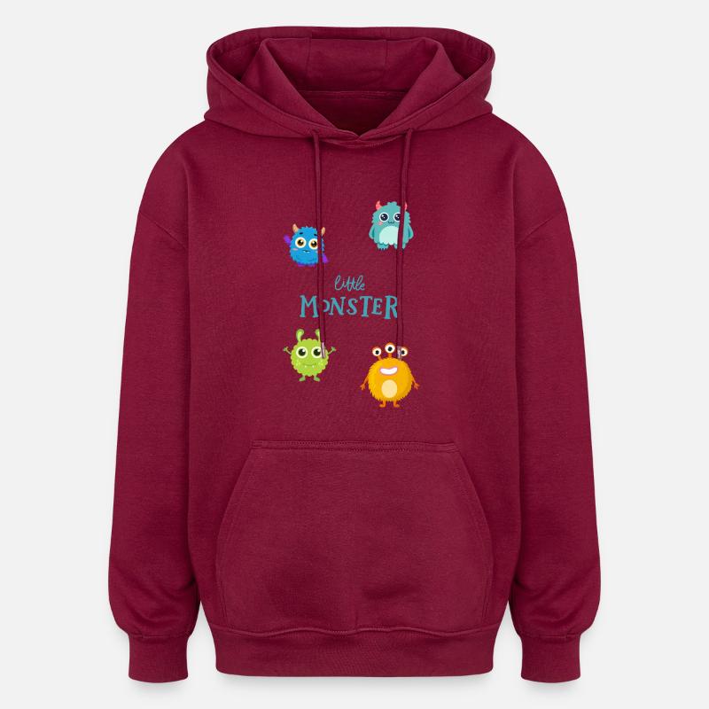 Petits monstres - Sweat à capuche oversize unisexe - bordeaux