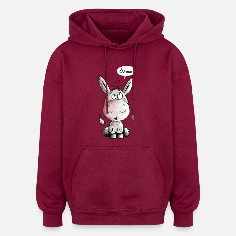 Öhmmm Esel - Eselchen - Comic - Tiere - Oversized Unisex Hoodie - Burgunderrot