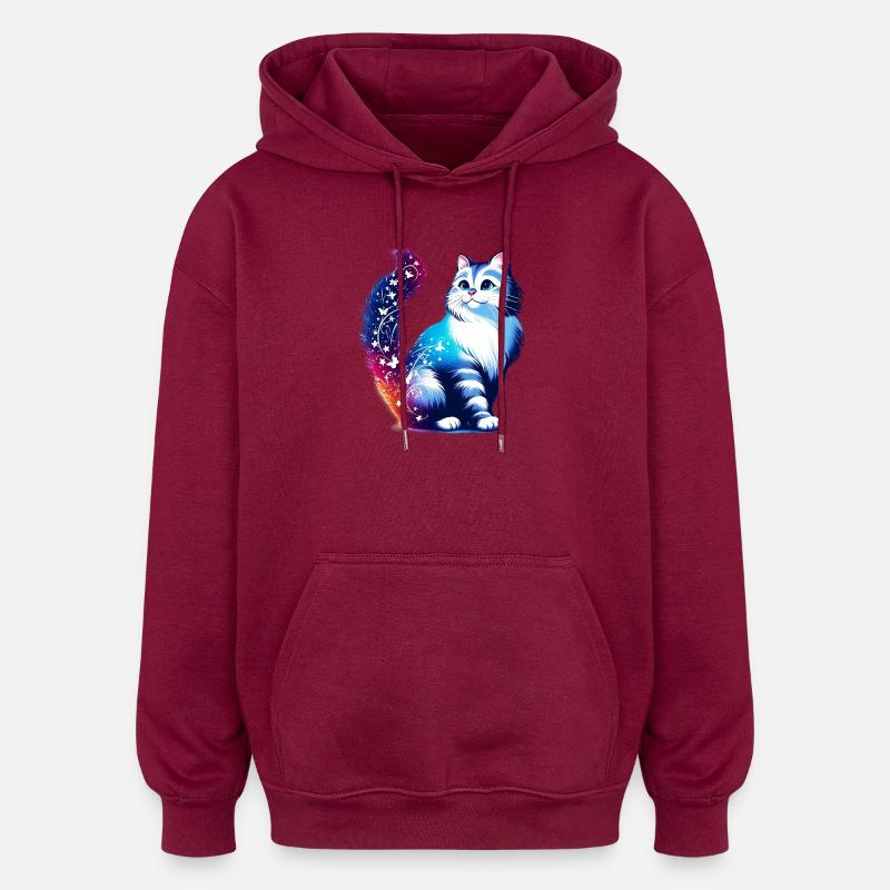 Katze - Oversized Unisex Hoodie - Burgunderrot