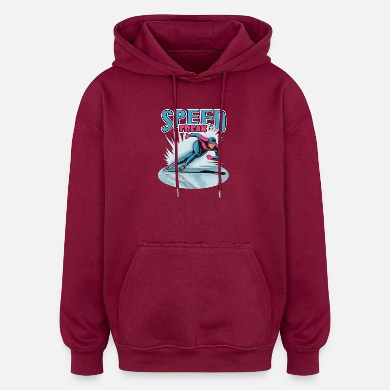 Speed Freak : Patineur de vitesse - Sweat à capuche oversize unisexe - bordeaux