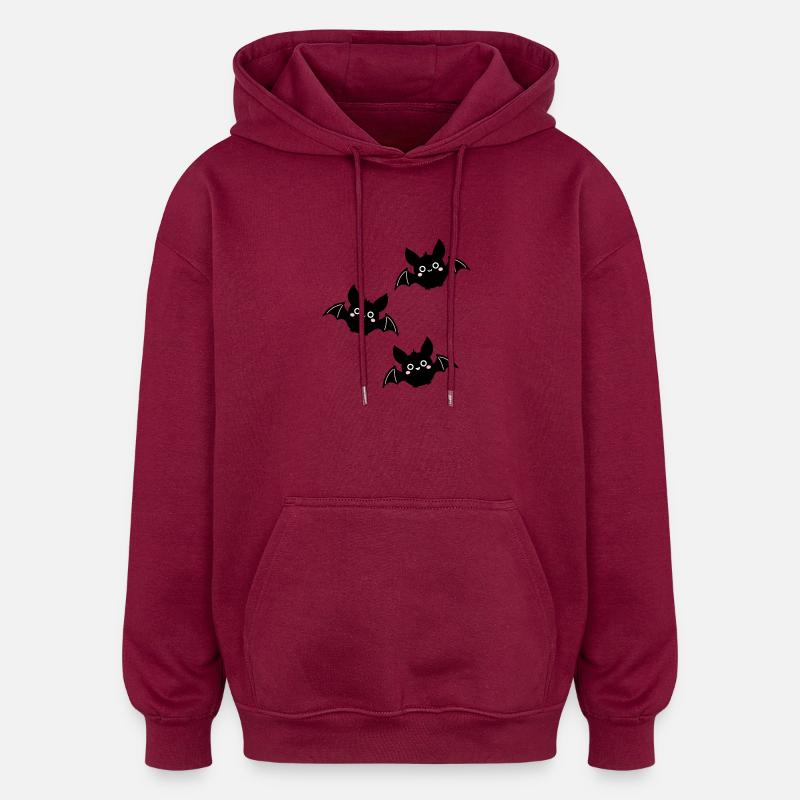 Bats - Sweat à capuche oversize unisexe - bordeaux